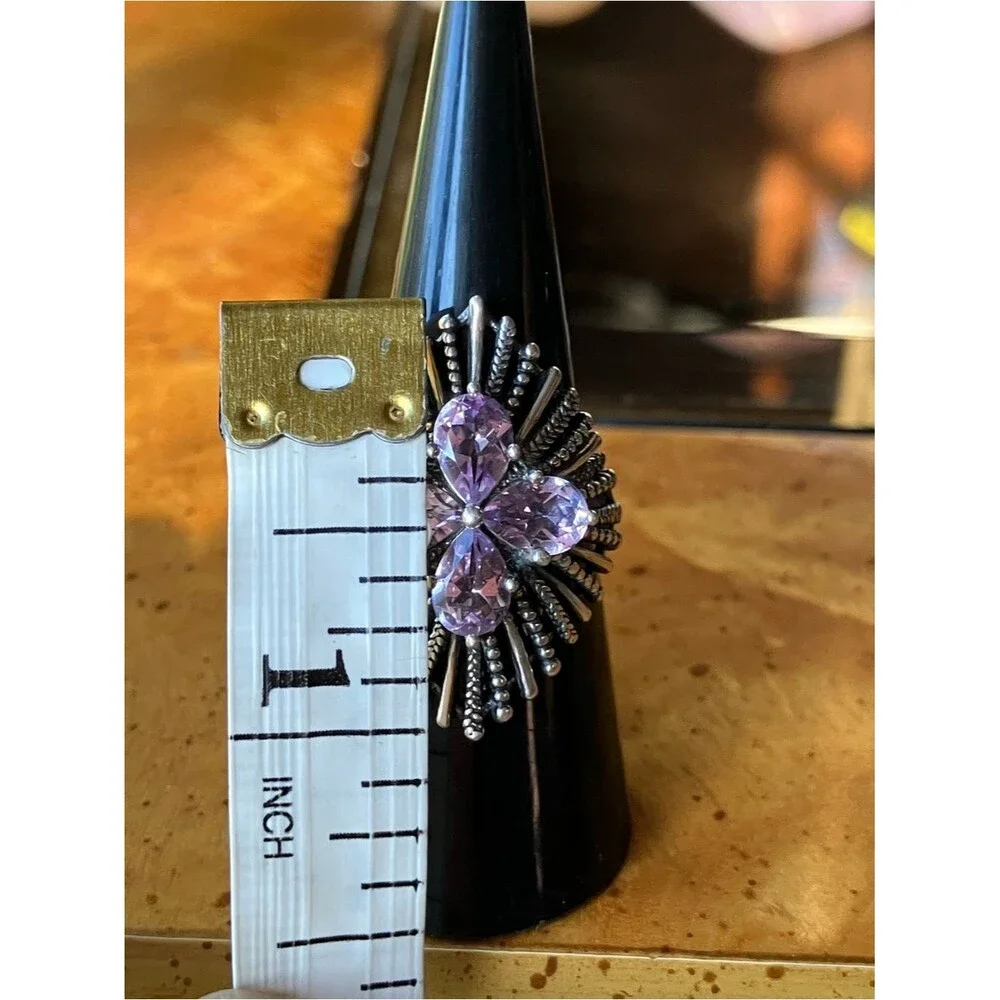Rose de France Amethyst Sterling Silver Ring Size 7